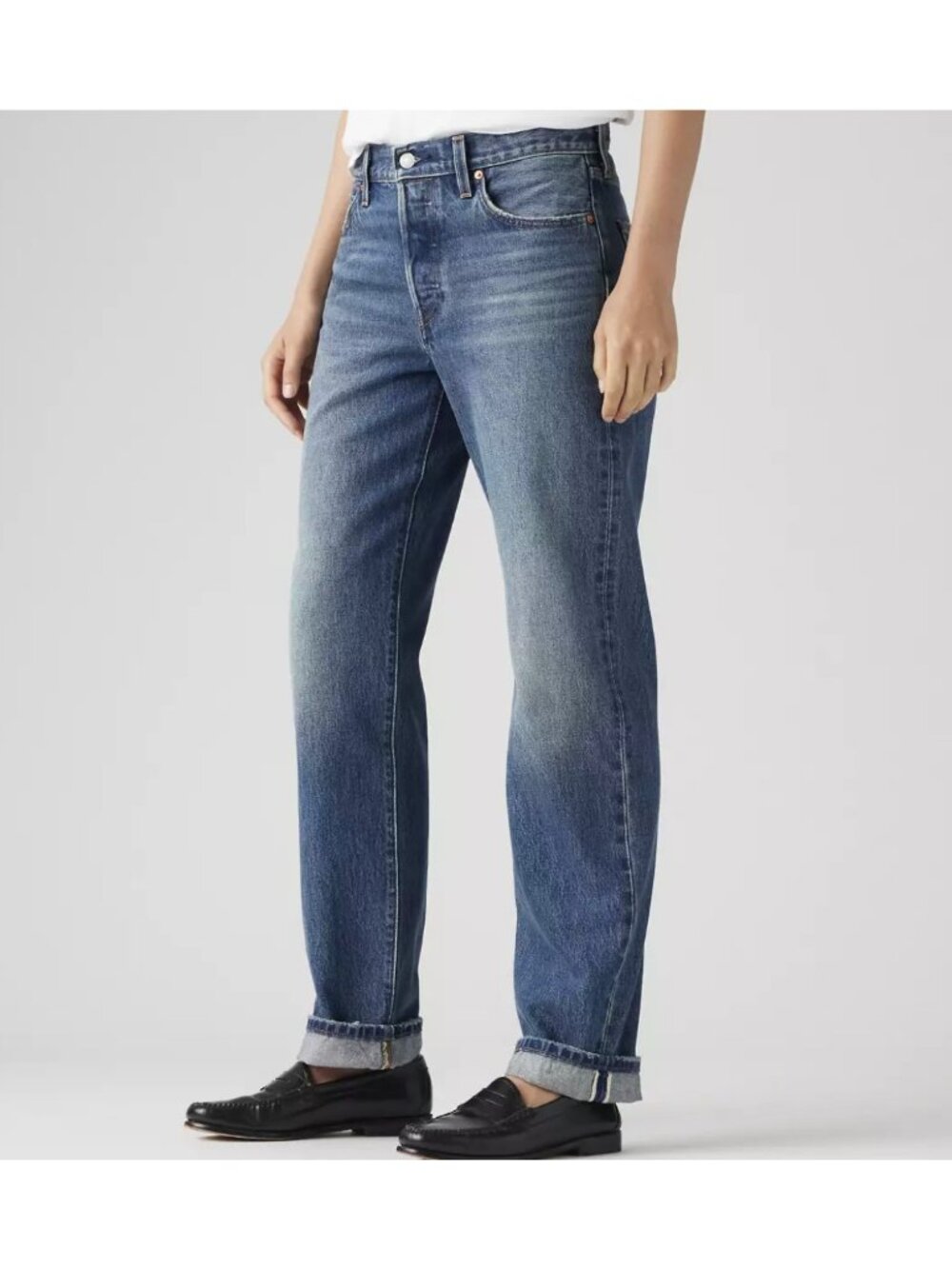 New Levi's Premium 25x30 501 '90s Selvedge Womens Jeans Get On Board Medium Wash